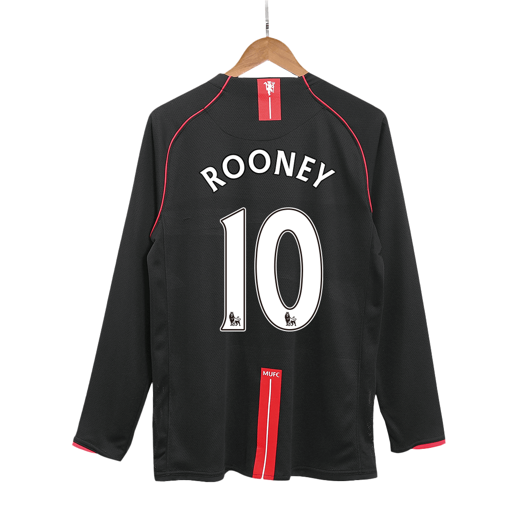 Camiseta de fútbol retro ROONEY #10 2007/08 Manchester United de visitante de manga larga
