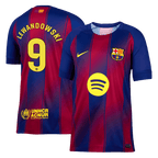 Maillot de football LEWANDOWSKI #9 Barcelone Domicile 2025/26 Rouge et Bleu