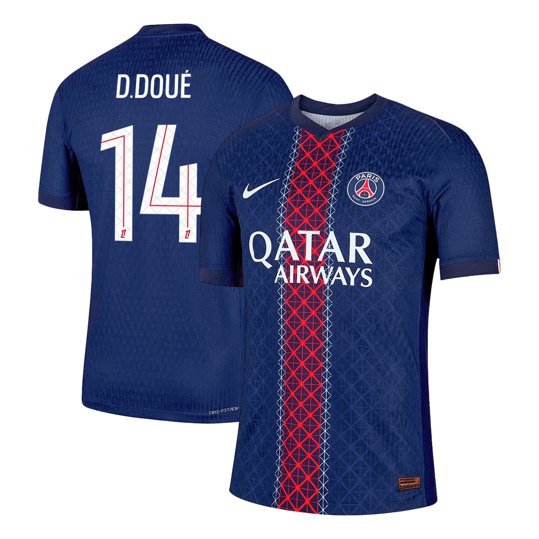 Soccer Kits Authentic D.DOUÉ #14 PSG Home Soccer Jersey 2025/26 Navy