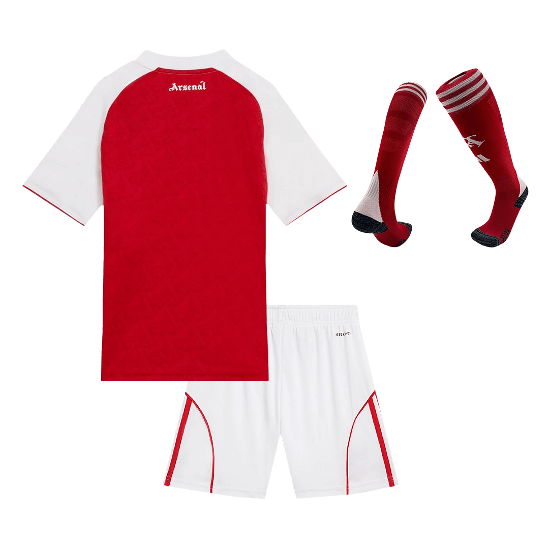 Kit de fútbol para niños: camiseta de local del Arsenal (camiseta, pantalones cortos y calcetines) 2025/26, color rojo