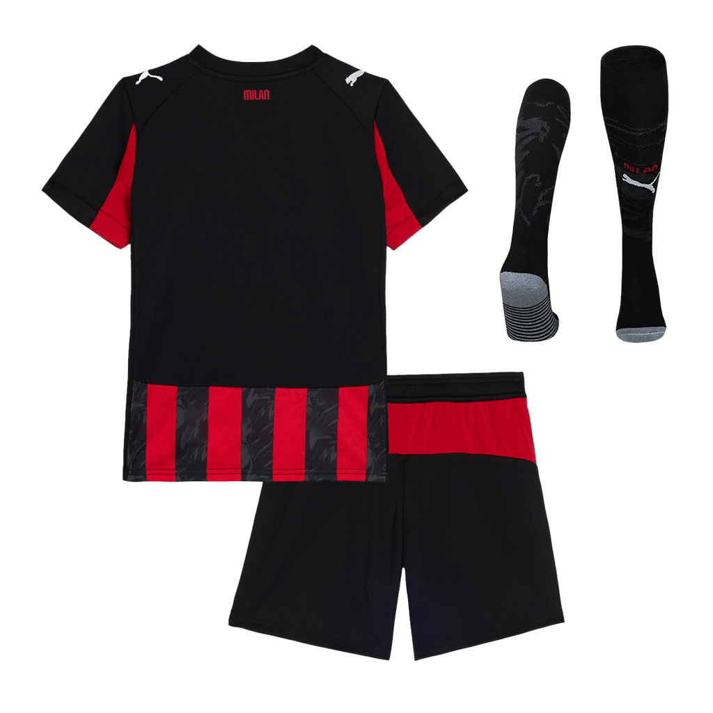 Maillot de football domicile AC Milan pour enfant (maillot, short, chaussettes) 2025/26 rouge et noir