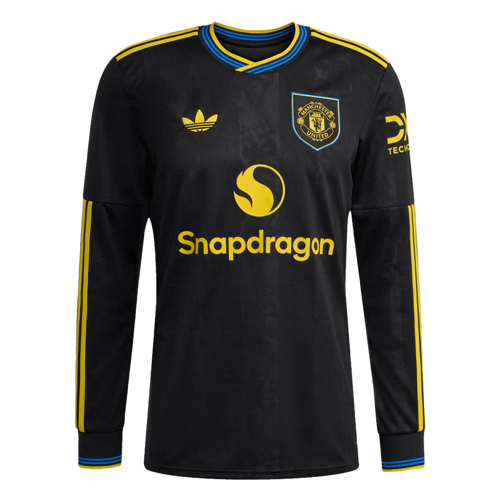 Maillot de football Manchester United Third Extérieur Manches Longues 2025/26 Noir