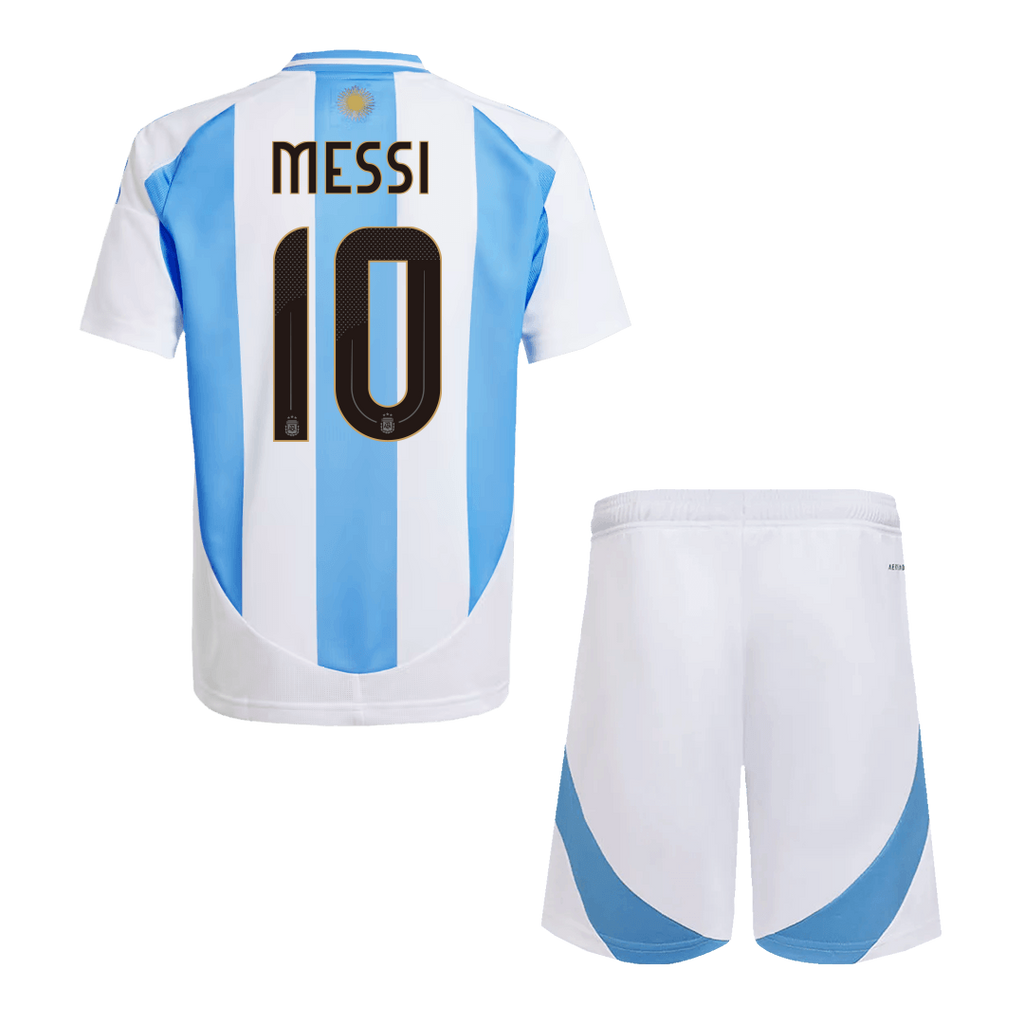 Kits de fútbol para niños: Camiseta local de fútbol de Argentina MESSI #10 (camiseta y pantalones cortos) 2024