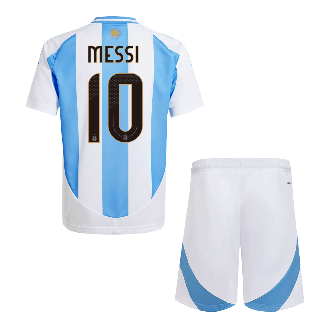 Kits de fútbol para niños: Camiseta local de fútbol de Argentina MESSI #10 (camiseta y pantalones cortos) 2024