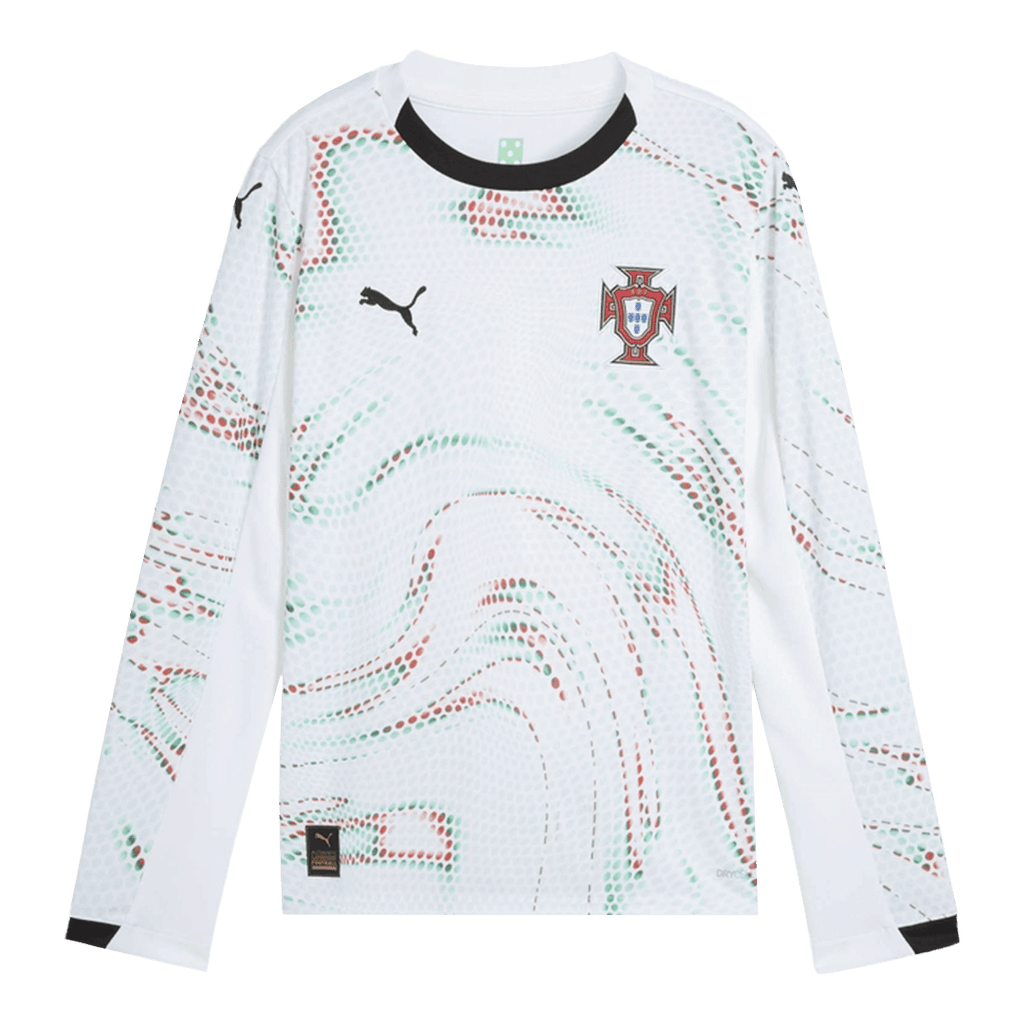 Camiseta de fútbol de Portugal de manga larga para visitante 2025, blanca