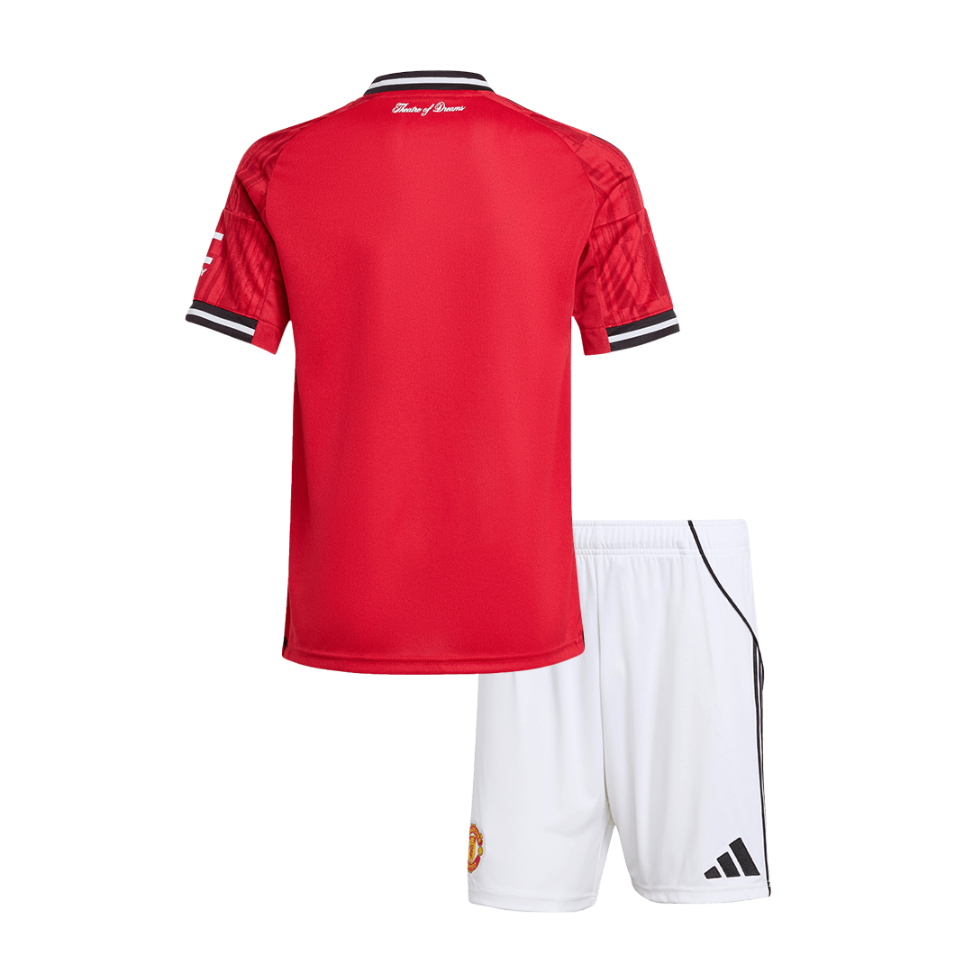 Kit de fútbol para niños: camiseta local del Manchester United (camiseta y pantalones cortos) 2025/26, color rojo