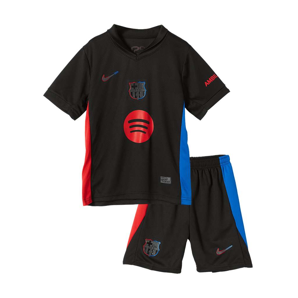 Maillot de football extérieur Barcelone 2024/25 pour enfant (maillot et short) - Logo Spotify sans texte