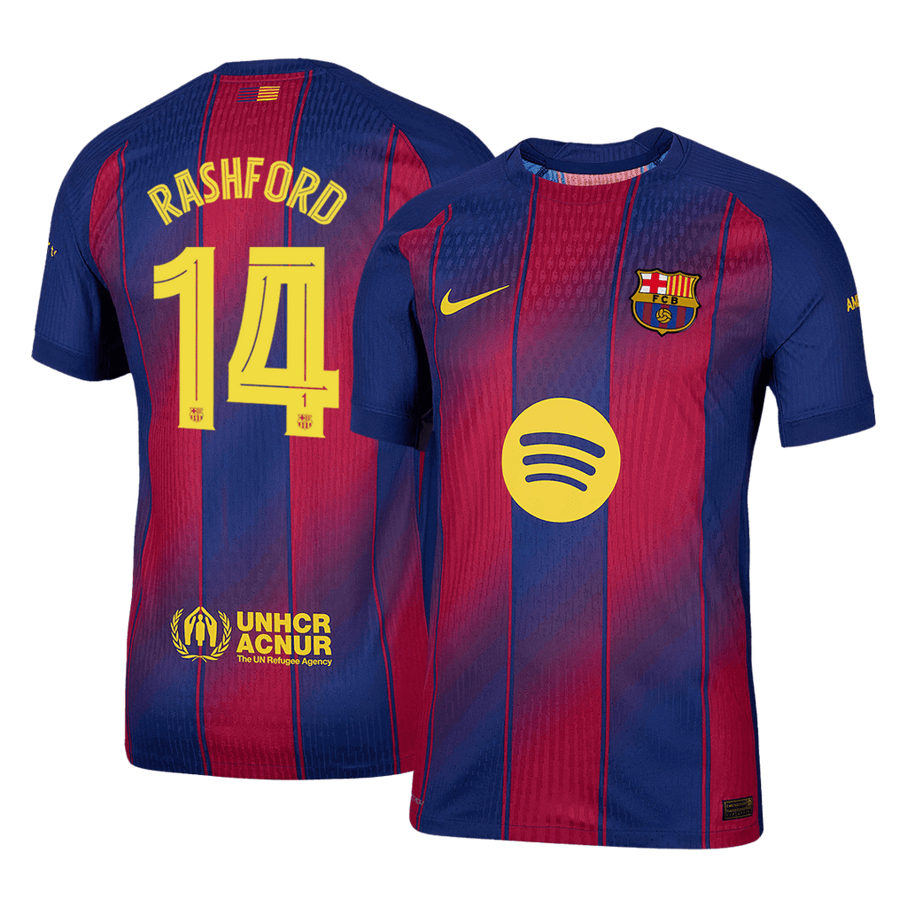 Soccer Kits Authentic RASHFORD #14 Barcelona Home Soccer Jersey 2025/26 Red&Blue - UCL