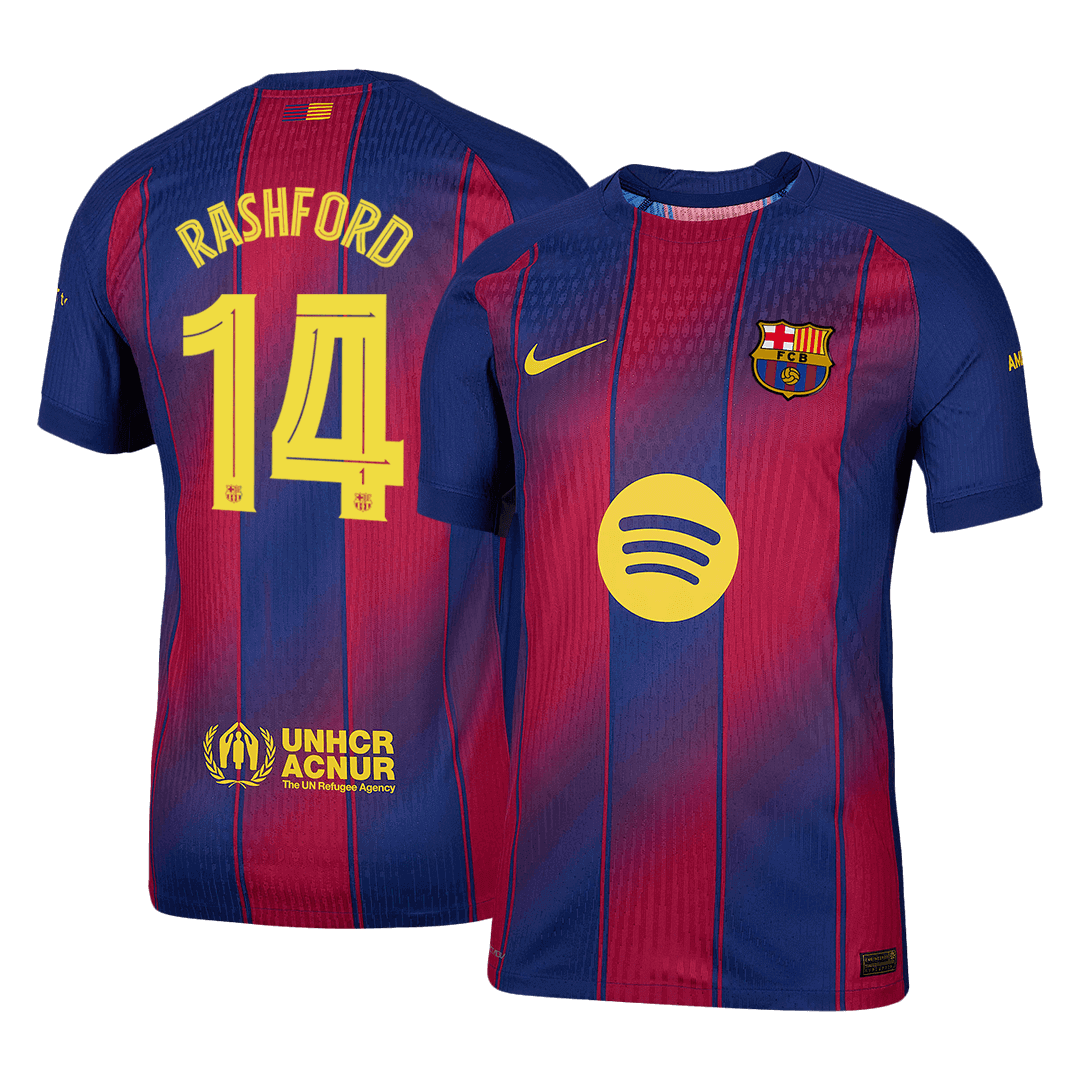 Soccer Kits Authentic RASHFORD #14 Barcelona Home Soccer Jersey 2025/26 Red&Blue - UCL