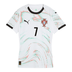 Camiseta de fútbol visitante de Portugal RONALDO #7 para mujer 2025, blanca