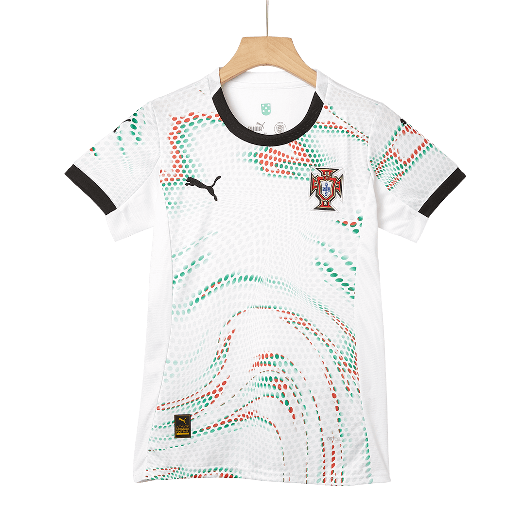 Camiseta de fútbol visitante de Portugal RONALDO #7 para mujer 2025, blanca