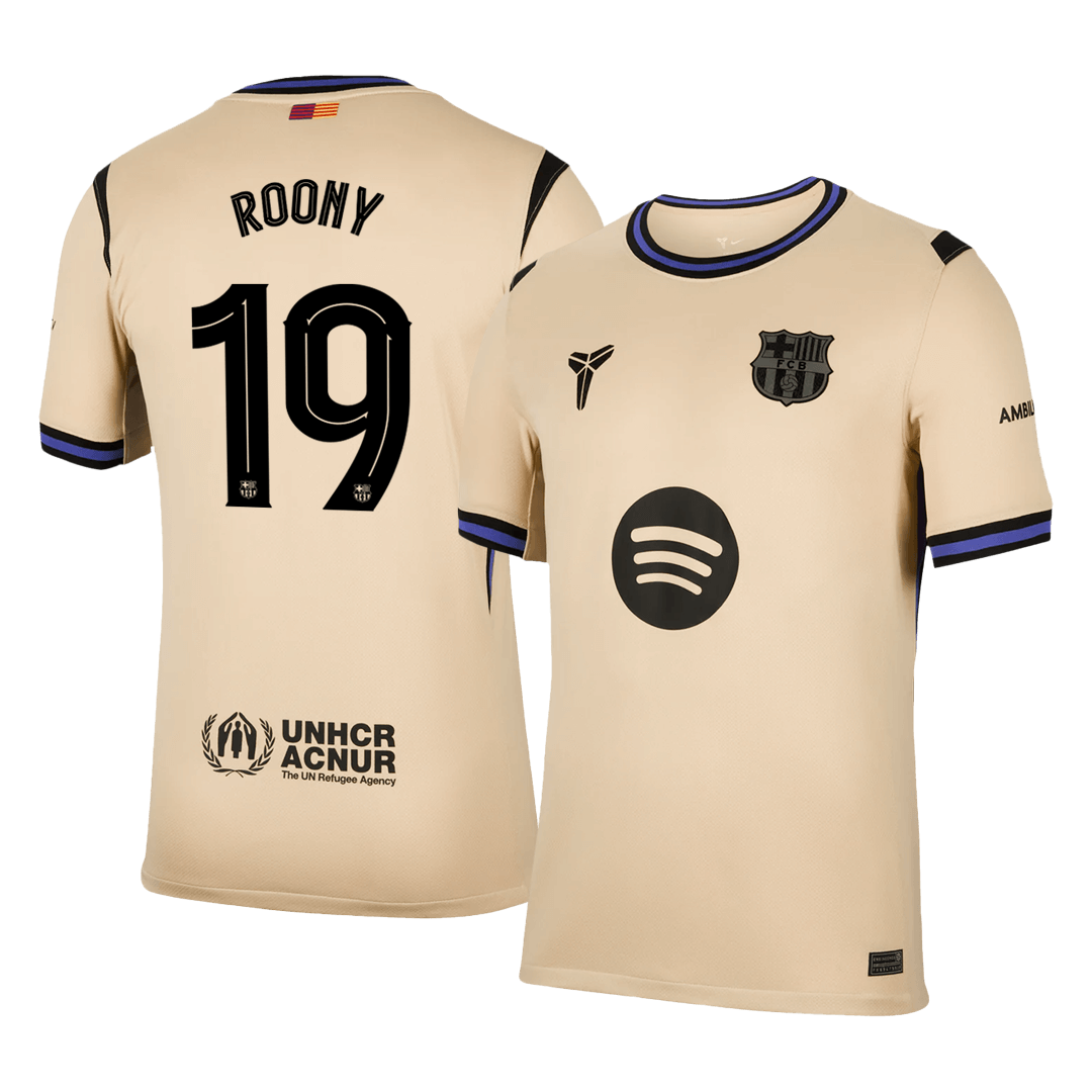 Camiseta de visitante del Barcelona ROONY #19 2025/26 amarilla - UCL