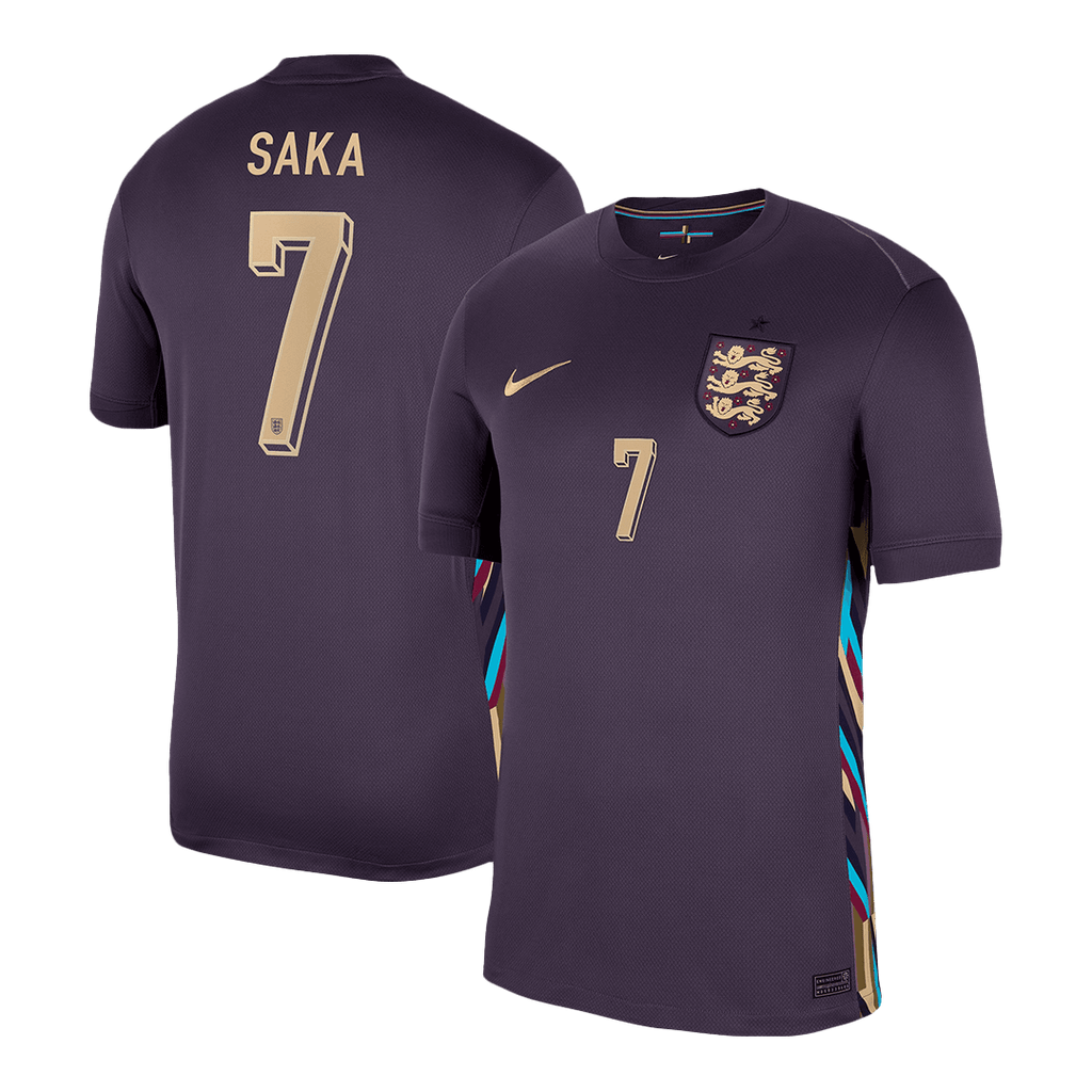 Kits de fútbol SAKA #7 Inglaterra Camiseta de fútbol visitante Eurocopa 2024