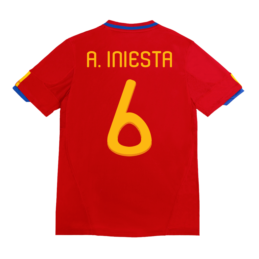 Kits de fútbol Retro A. INIESTA #6 2010 Camiseta de fútbol local de España
