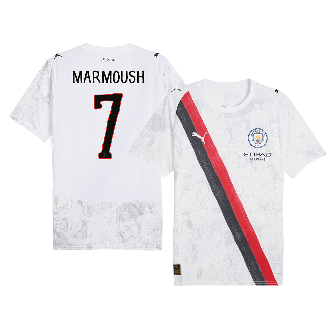 Maillot de football MARMOUSH #7 Manchester City KidSuper 2025/26 Blanc - Coupe du Monde des Clubs