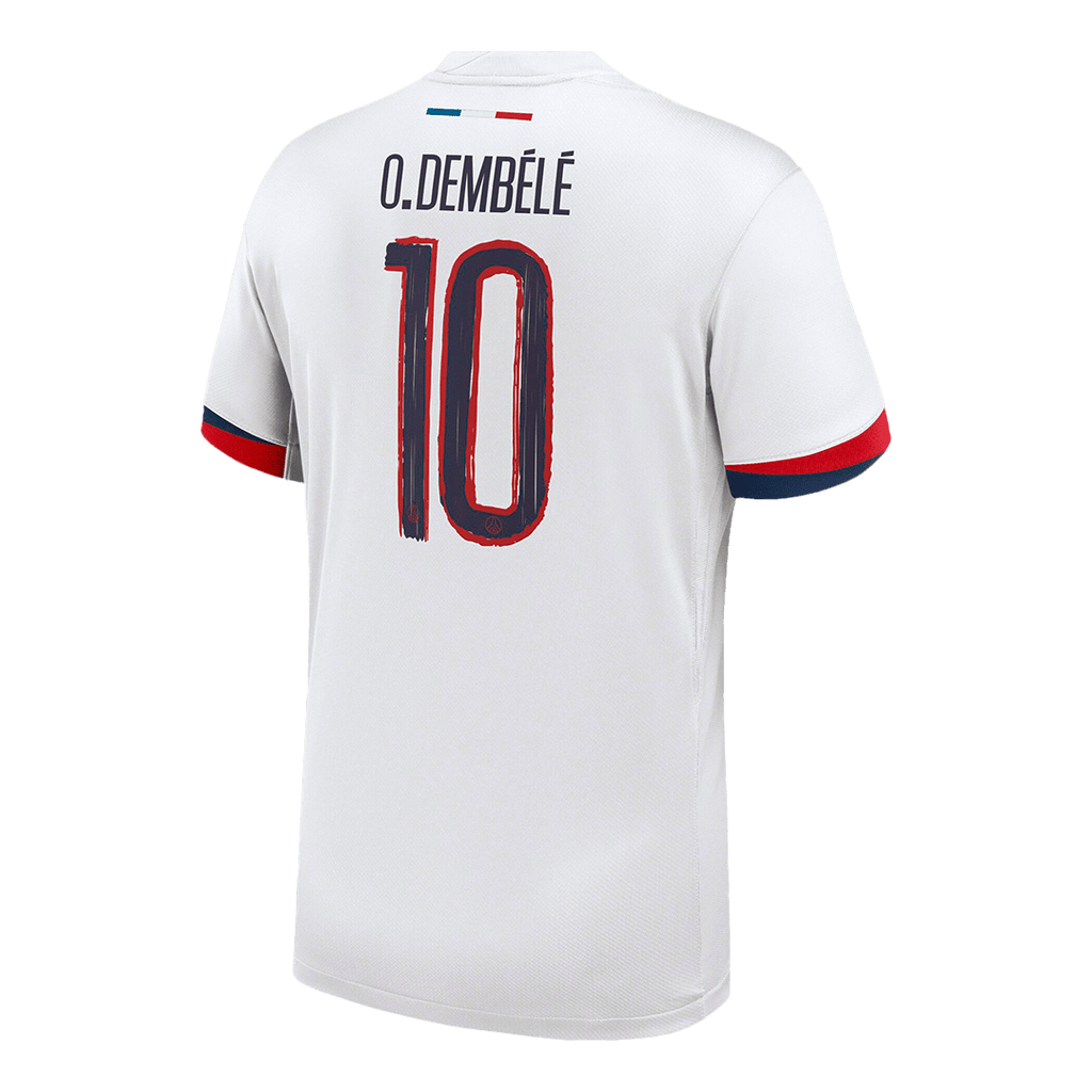 Maillot de football O.DEMBÉLÉ#10 PSG Extérieur 2024/25 Blanc - UCL