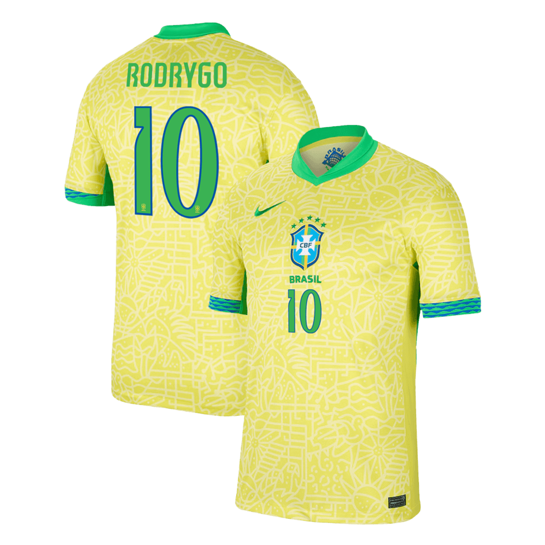 Kits de fútbol RODRYGO #10 Brasil Camiseta de fútbol local Copa América 2024 