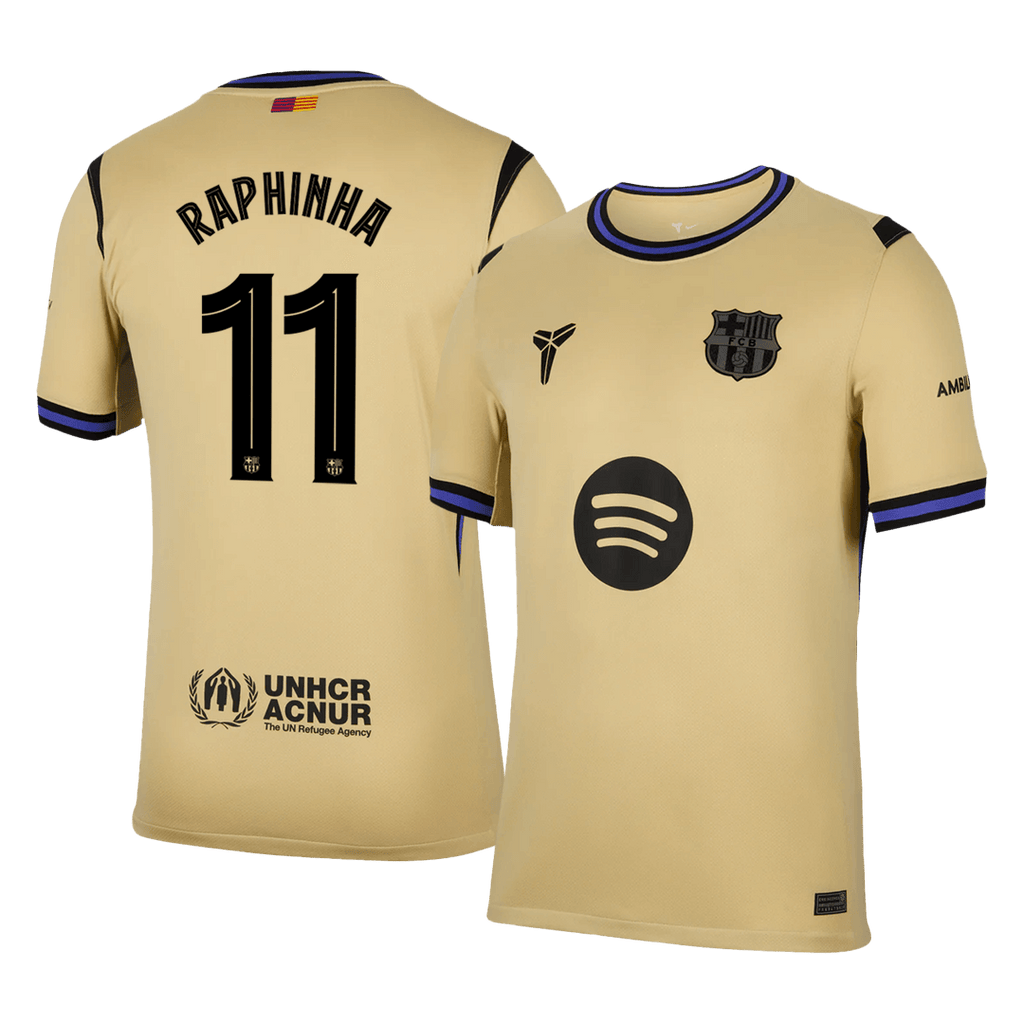 Camiseta de visitante del Barcelona RAPHINHA #11 2025/26 amarilla - UCL