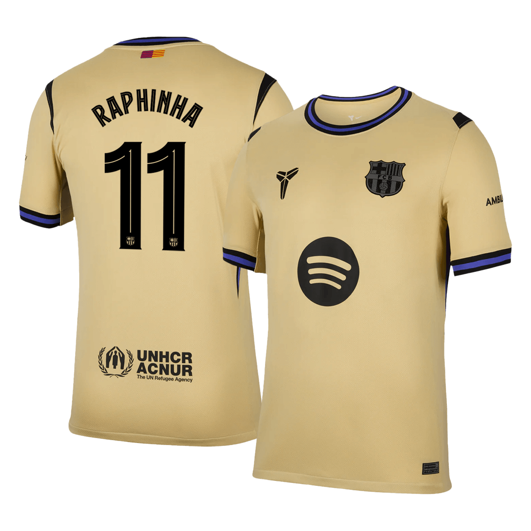 Camiseta de visitante del Barcelona RAPHINHA #11 2025/26 amarilla - UCL