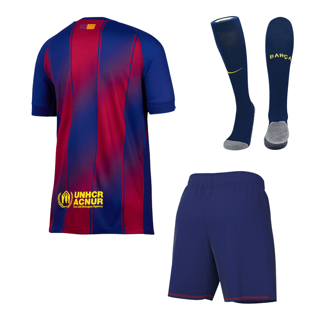 Maillot de football domicile Barcelone pour enfant (maillot, short, chaussettes) 2025/26 rouge et bleu