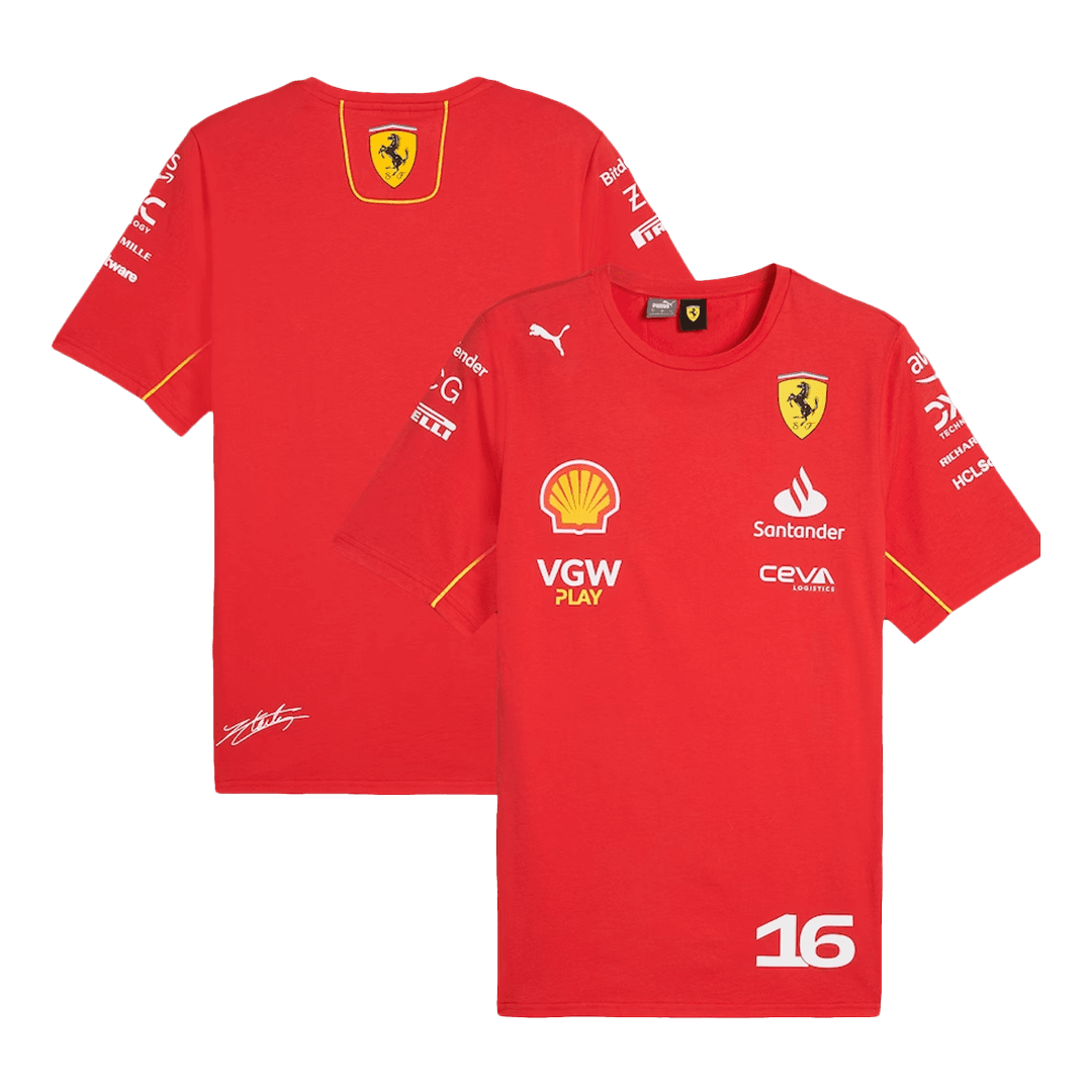 Maillot de football Ferrari F1 Racing Team Charles Leclerc #16 T-Shirt 2024