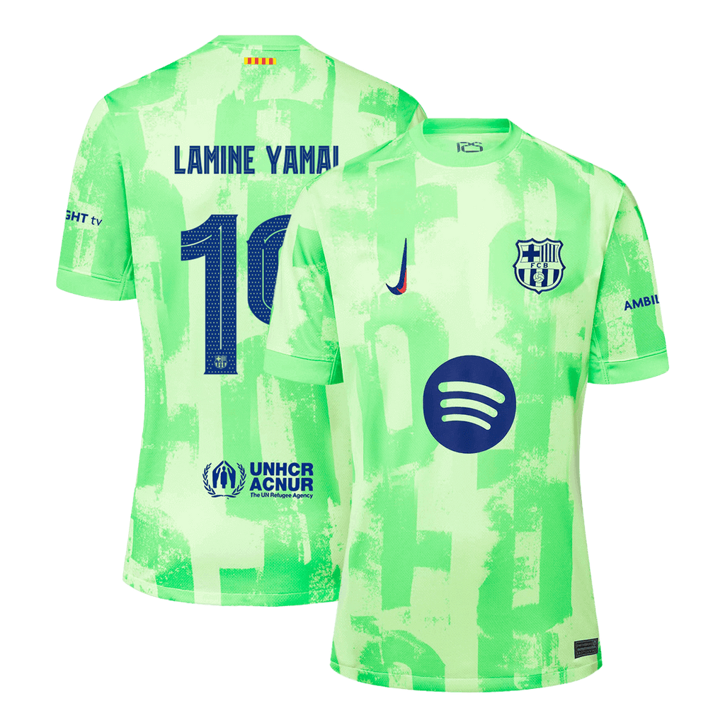 Maillot de football extérieur LAMINE YAMAL #19 Barcelone 2024/25 - UCL - Logo Spotify sans texte ©