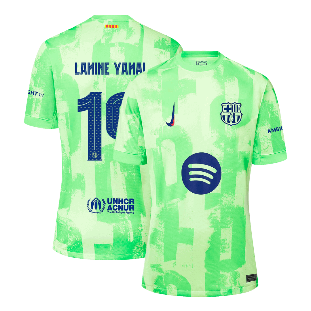 Maillot de football extérieur LAMINE YAMAL #19 Barcelone 2024/25 - UCL - Logo Spotify sans texte ©