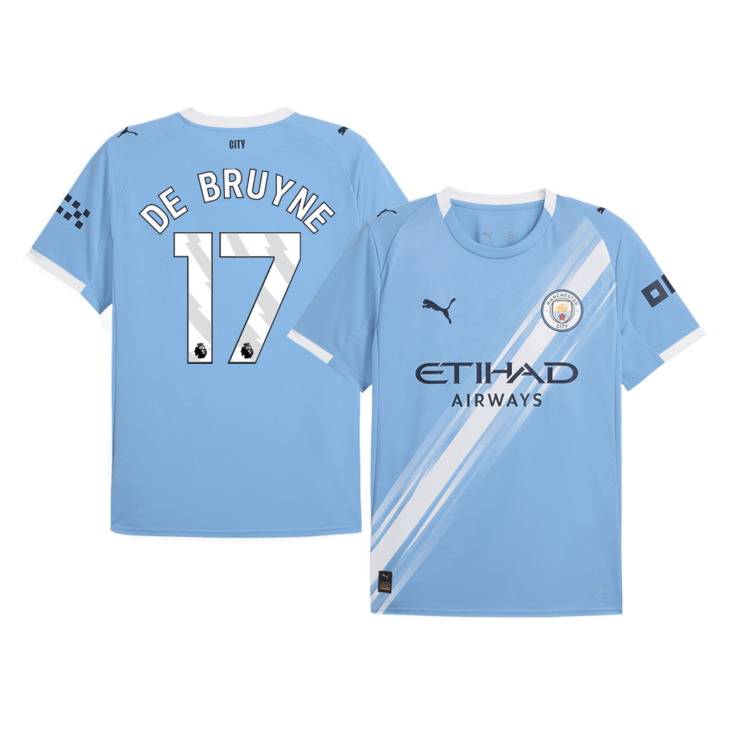 Maillot de football DE BRUYNE #17 Manchester City Domicile 2025/26 Bleu