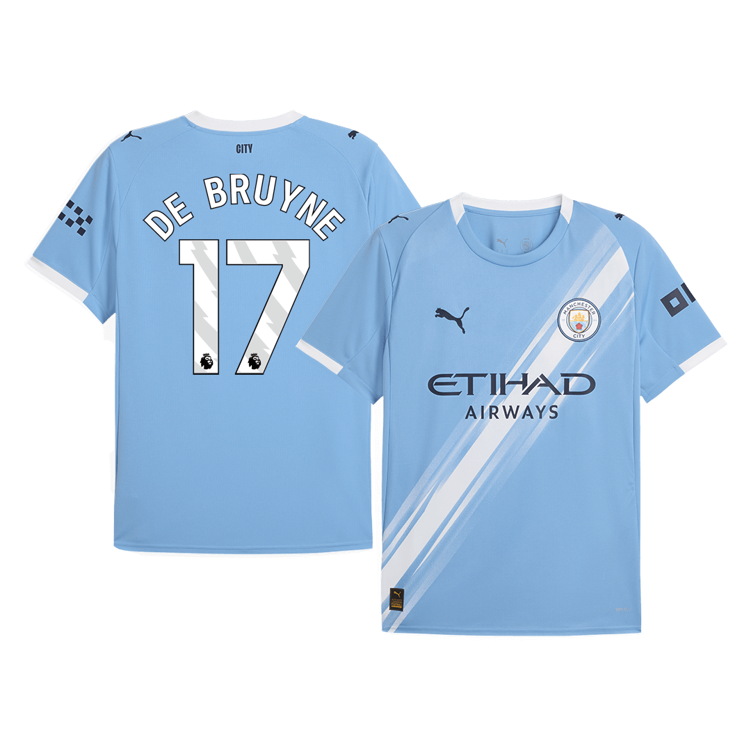 Maillot de football DE BRUYNE #17 Manchester City Domicile 2025/26 Bleu