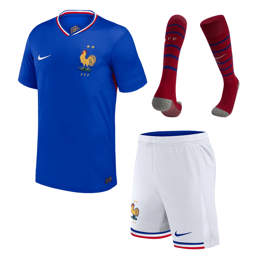 Kits de fútbol para niños: Camiseta local de Francia (camiseta, pantalones cortos y calcetines) para la Eurocopa 2024