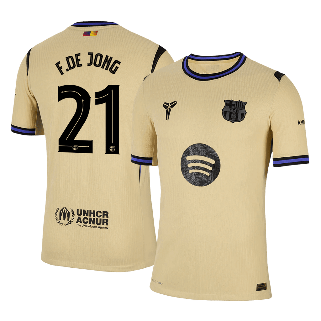 Soccer Kits Authentic F.DE JONG #21 Barcelona Away Soccer Jersey 2025/26 Yellow - UCL