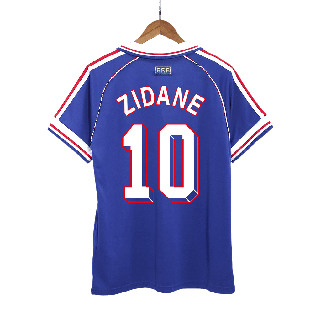 Kits de fútbol Retro ZIDANE #10 1998 Francia Camiseta de fútbol local 