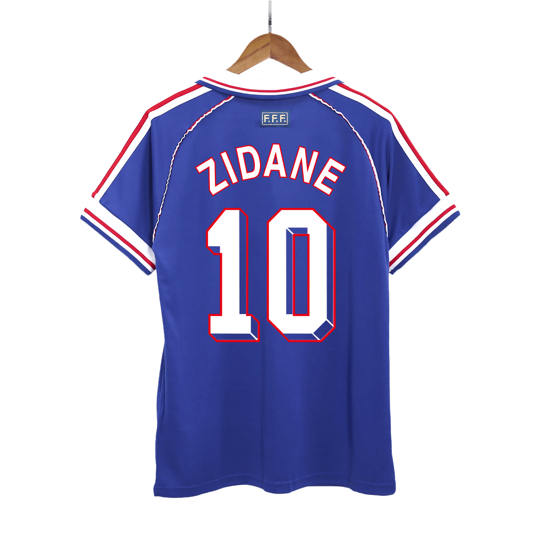 Kits de fútbol Retro ZIDANE #10 1998 Francia Camiseta de fútbol local 