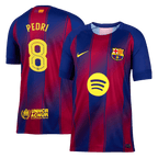 Camiseta de fútbol local PEDRI #8 del Barcelona 2025/26, roja y azul - UCL