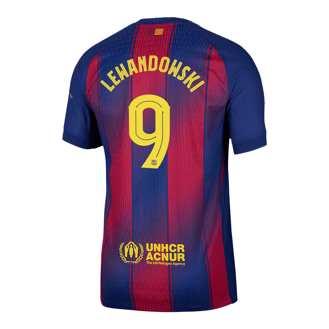 Soccer Kits Authentic LEWANDOWSKI #9 Barcelona Home Soccer Jersey 2025/26 Red&Blue - UCL