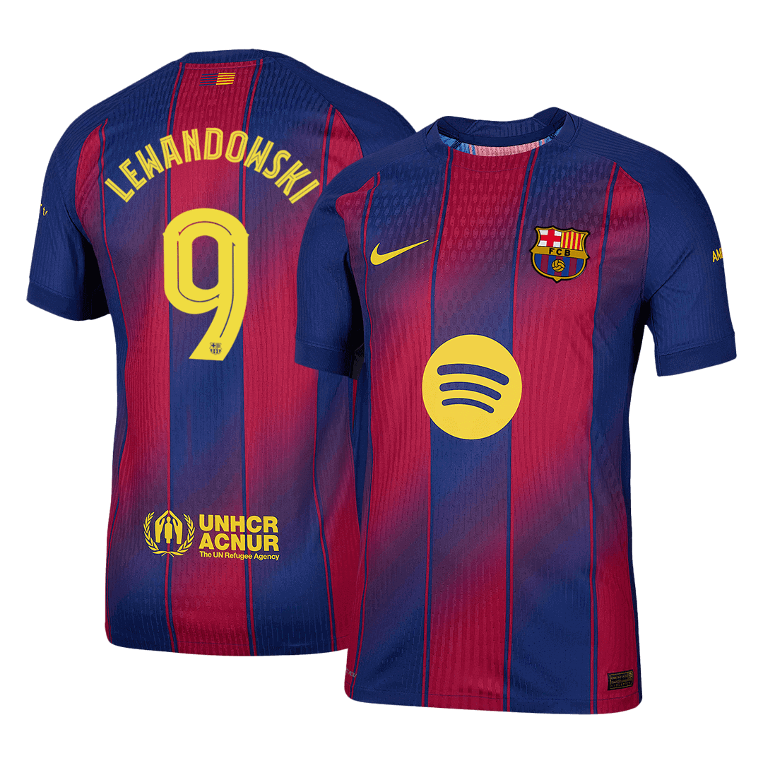 Soccer Kits Authentic LEWANDOWSKI #9 Barcelona Home Soccer Jersey 2025/26 Red&Blue - UCL