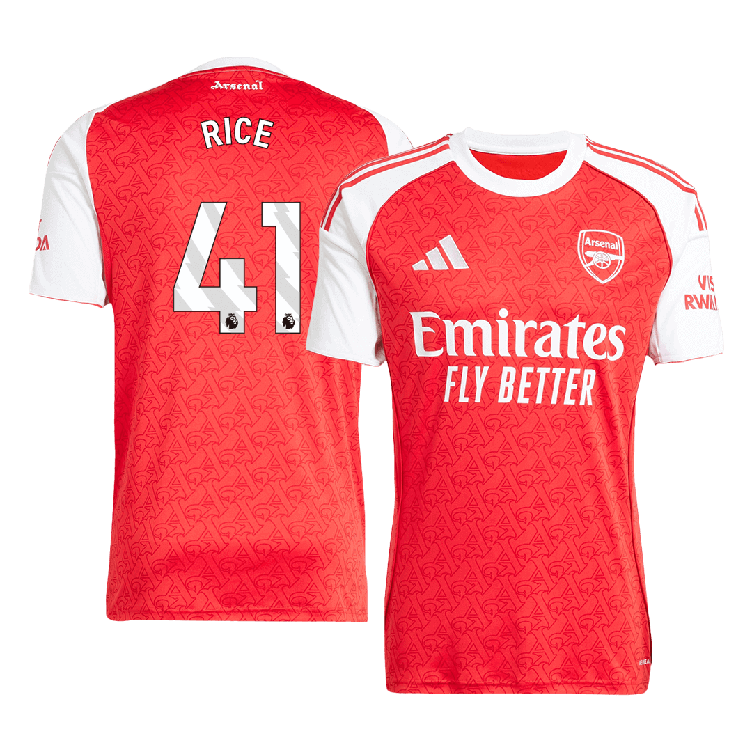 Kits de fútbol RICE #41 Arsenal Home Soccer Jersey 2025/26 Rojo