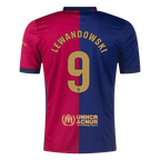 Maillot de football LEWANDOWSKI #9 Barcelone Domicile 2024/25 - Logo Spotify sans texte