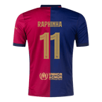Camiseta de fútbol local RAPHINHA #11 del Barcelona 2024/25, roja y azul - UCL