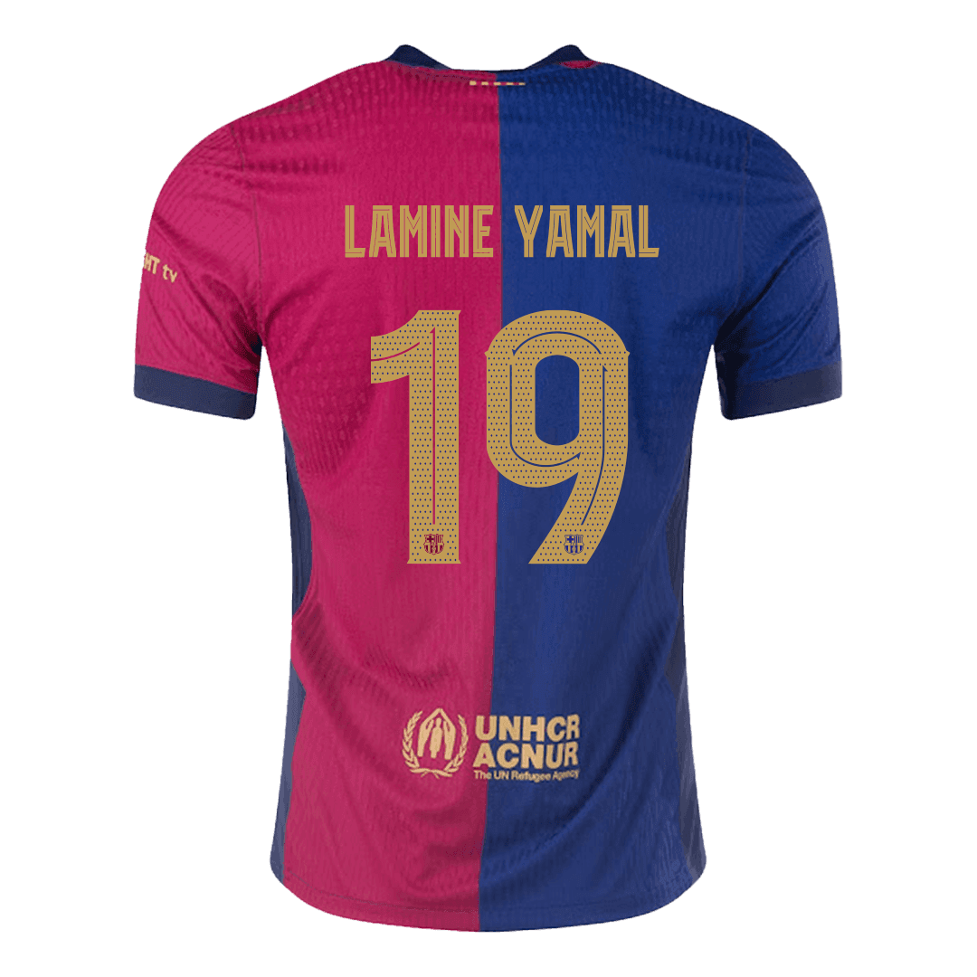 Soccer Kits Authentic LAMINE YAMAL #19 Barcelona Home Soccer Jersey 2024/25  - UCL - old sponsor