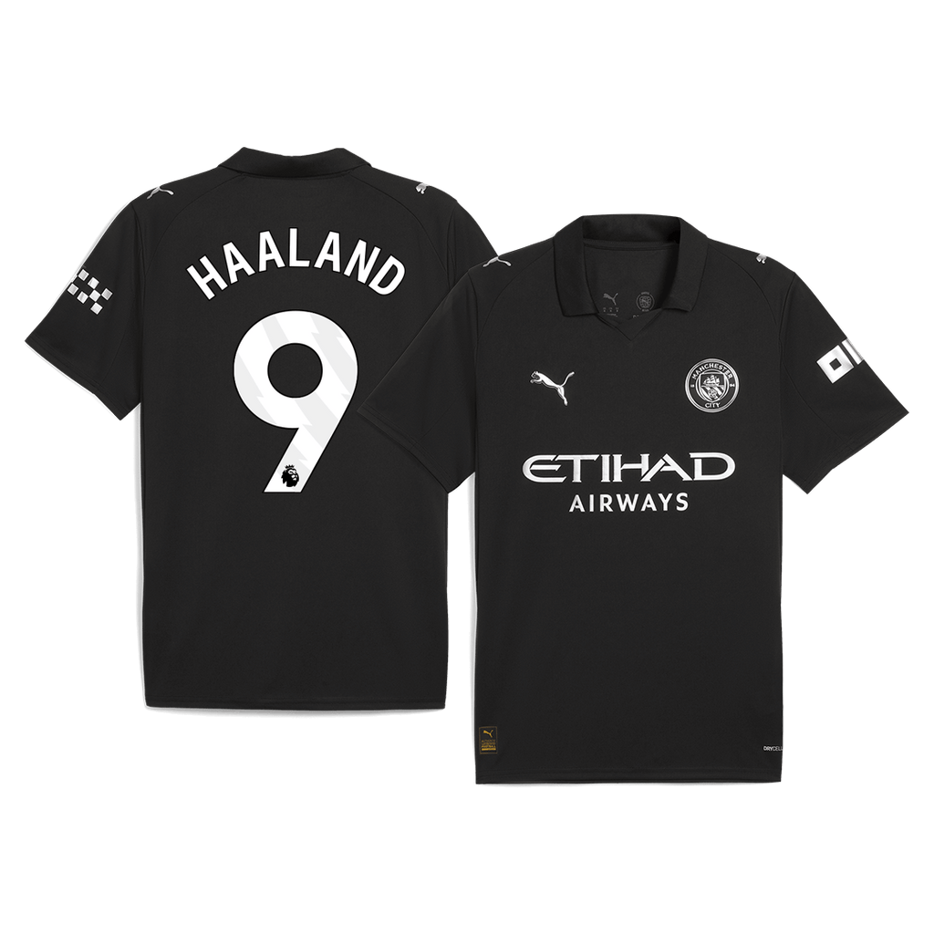 Maillot de football extérieur HAALAND #9 Manchester City 2025/26 Noir