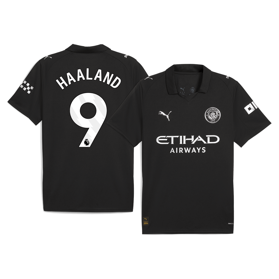 Maillot de football extérieur HAALAND #9 Manchester City 2025/26 Noir