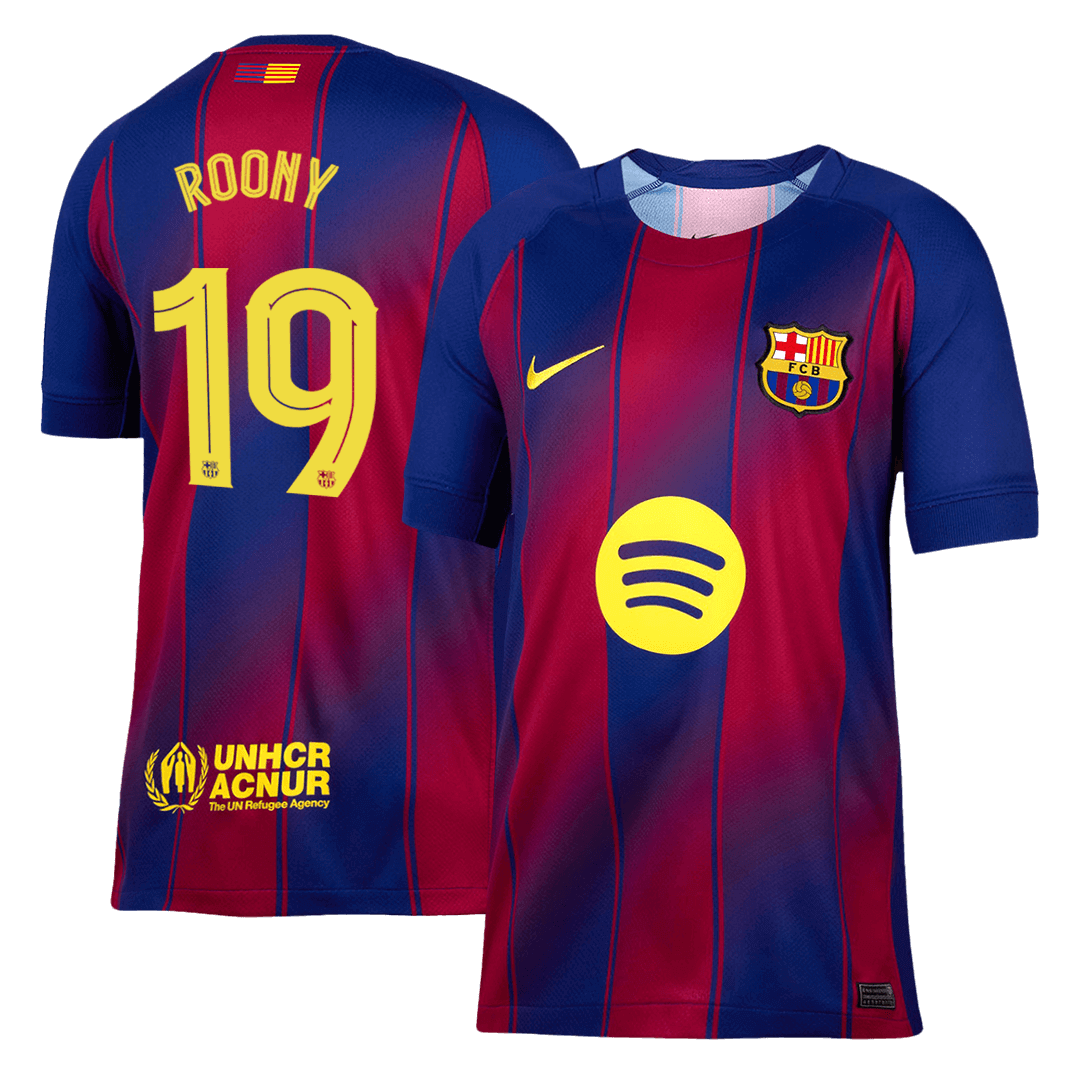 Camiseta de fútbol local ROONY #19 del Barcelona 2025/26, roja y azul - UCL