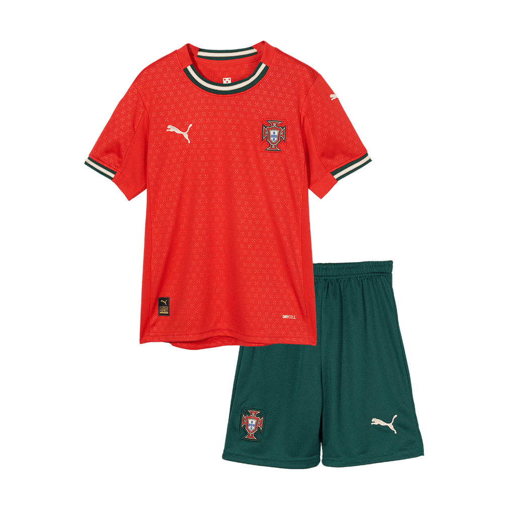 Kits de fútbol para niños: camiseta local de Portugal (camiseta y pantalones cortos) 2025, color rojo