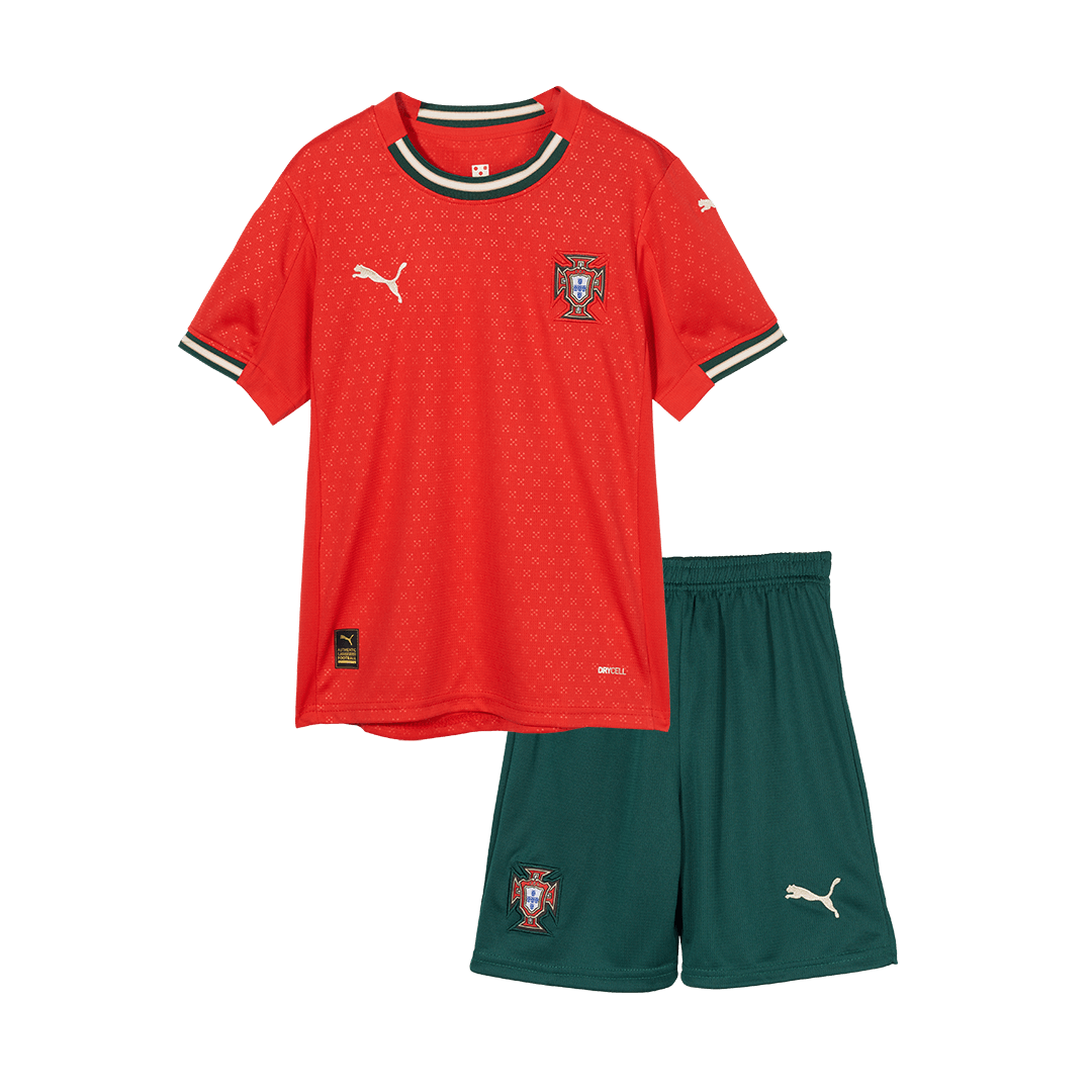 Kits de fútbol para niños: camiseta local de Portugal (camiseta y pantalones cortos) 2025, color rojo