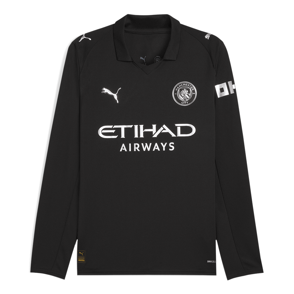 Soccer Kits 25/26 Manchester City Away Long Sleeve Soccer Jersey Black