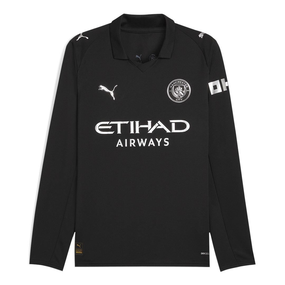 Soccer Kits 25/26 Manchester City Away Long Sleeve Soccer Jersey Black