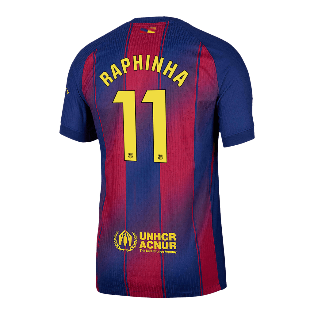Soccer Kits Authentic RAPHINHA #11 Barcelona Home Soccer Jersey 2025/26 Red&Blue