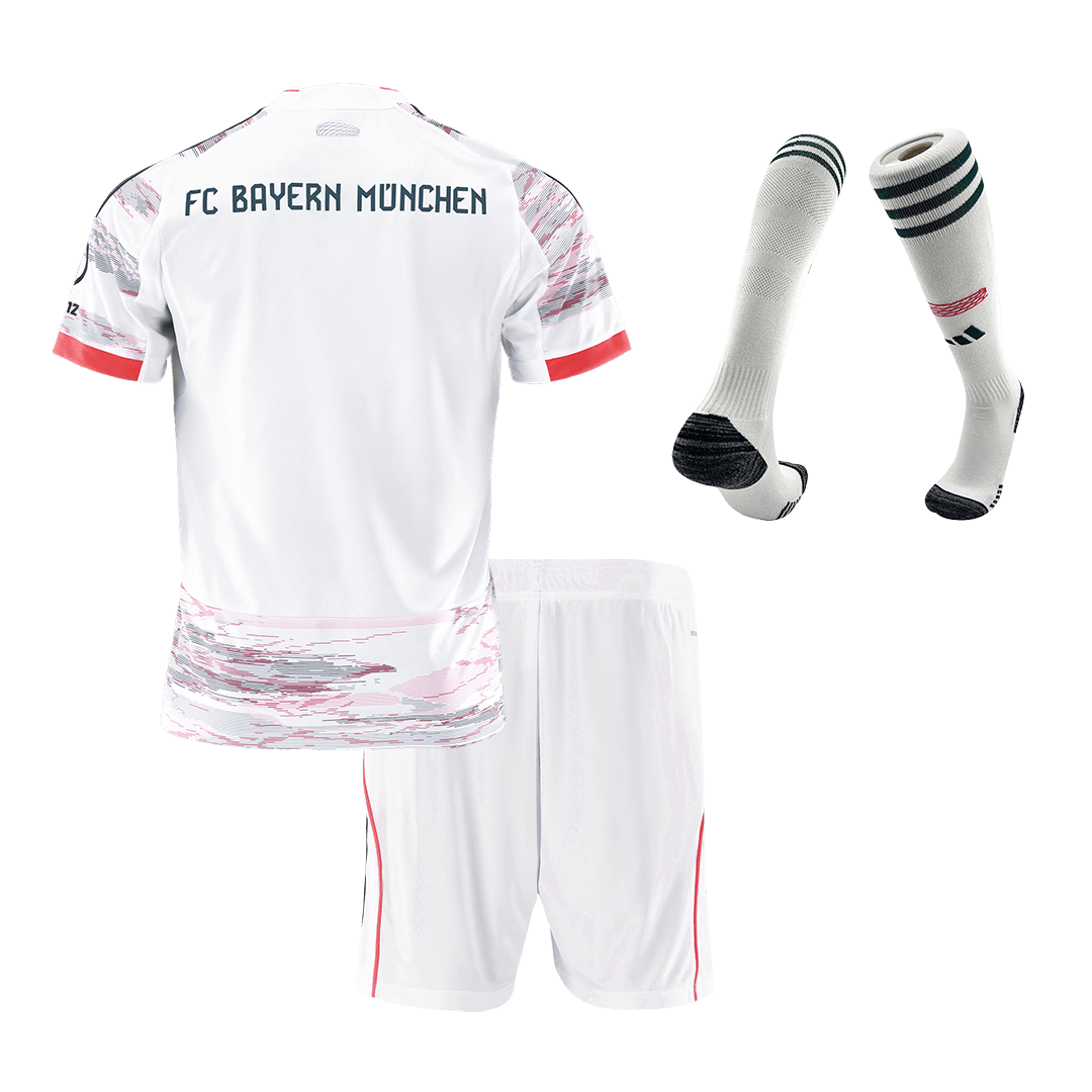 Maillot de football extérieur Bayern Munich 2025/26 pour enfant (maillot, short, chaussettes) Blanc