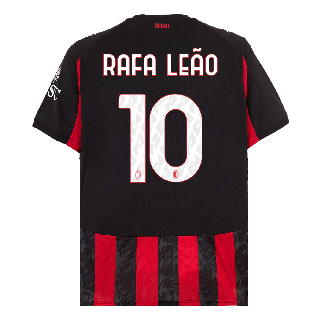 Kits de fútbol RAFA LEÃO #10 AC Milan Camiseta de fútbol local 2025/26 Rojo y negro